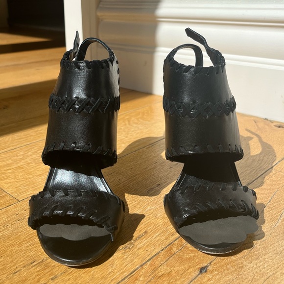 Nicole Miller Artelier Percy black leather heel- Size 6.5 - Picture 3 of 8